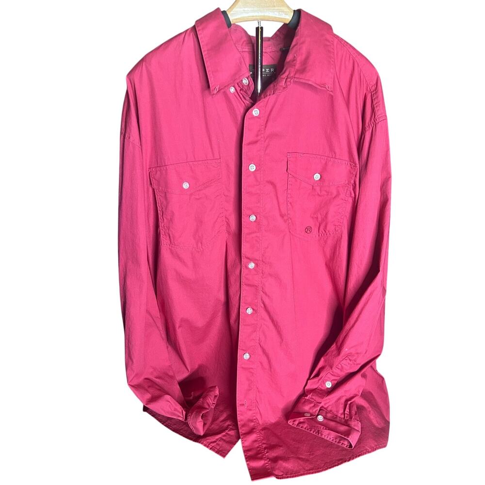 Roper Men's long sleeve Western Shirt Cowboy Pink sz xxl